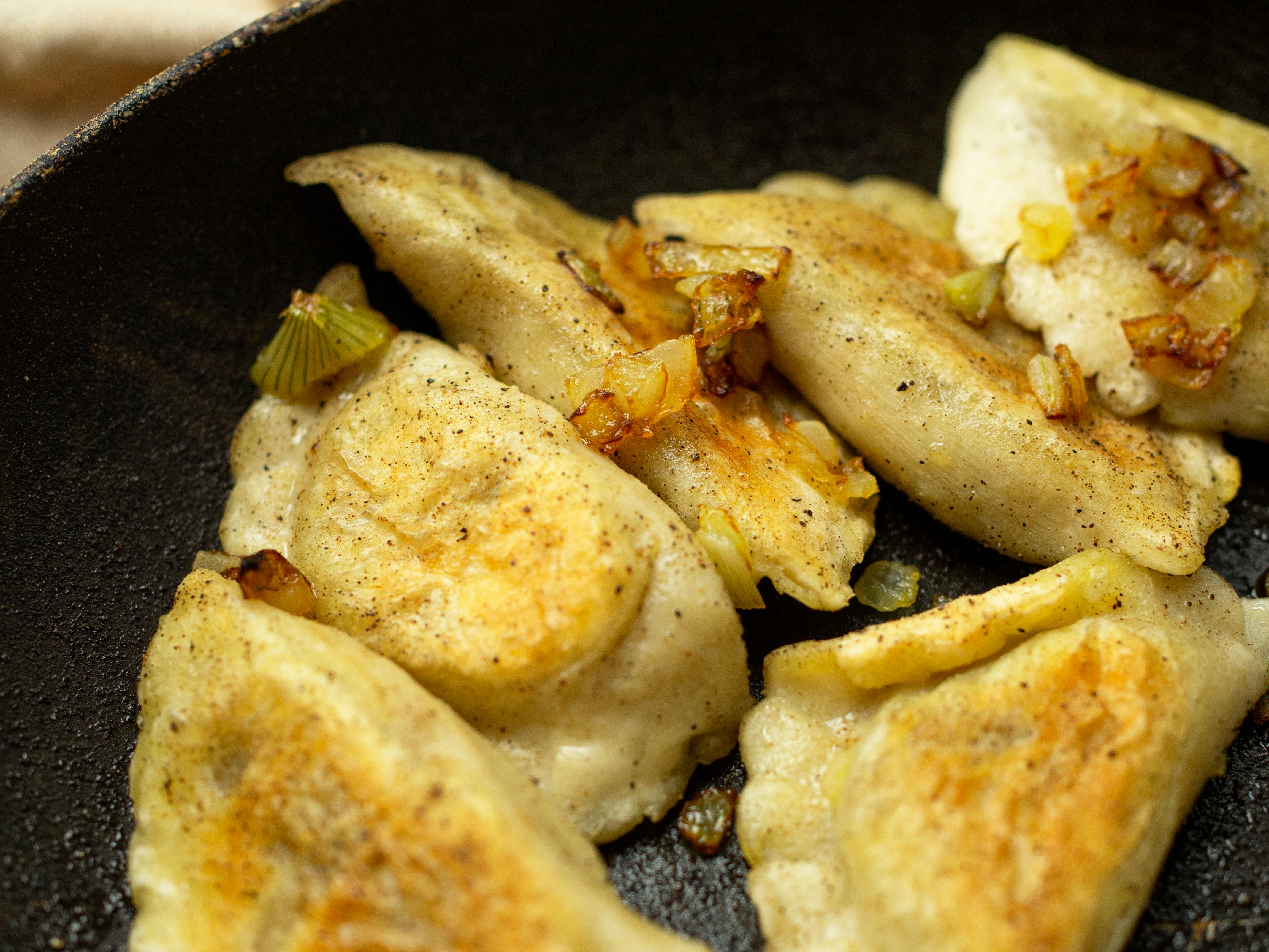 Pierogies with Onions & Sour Cream