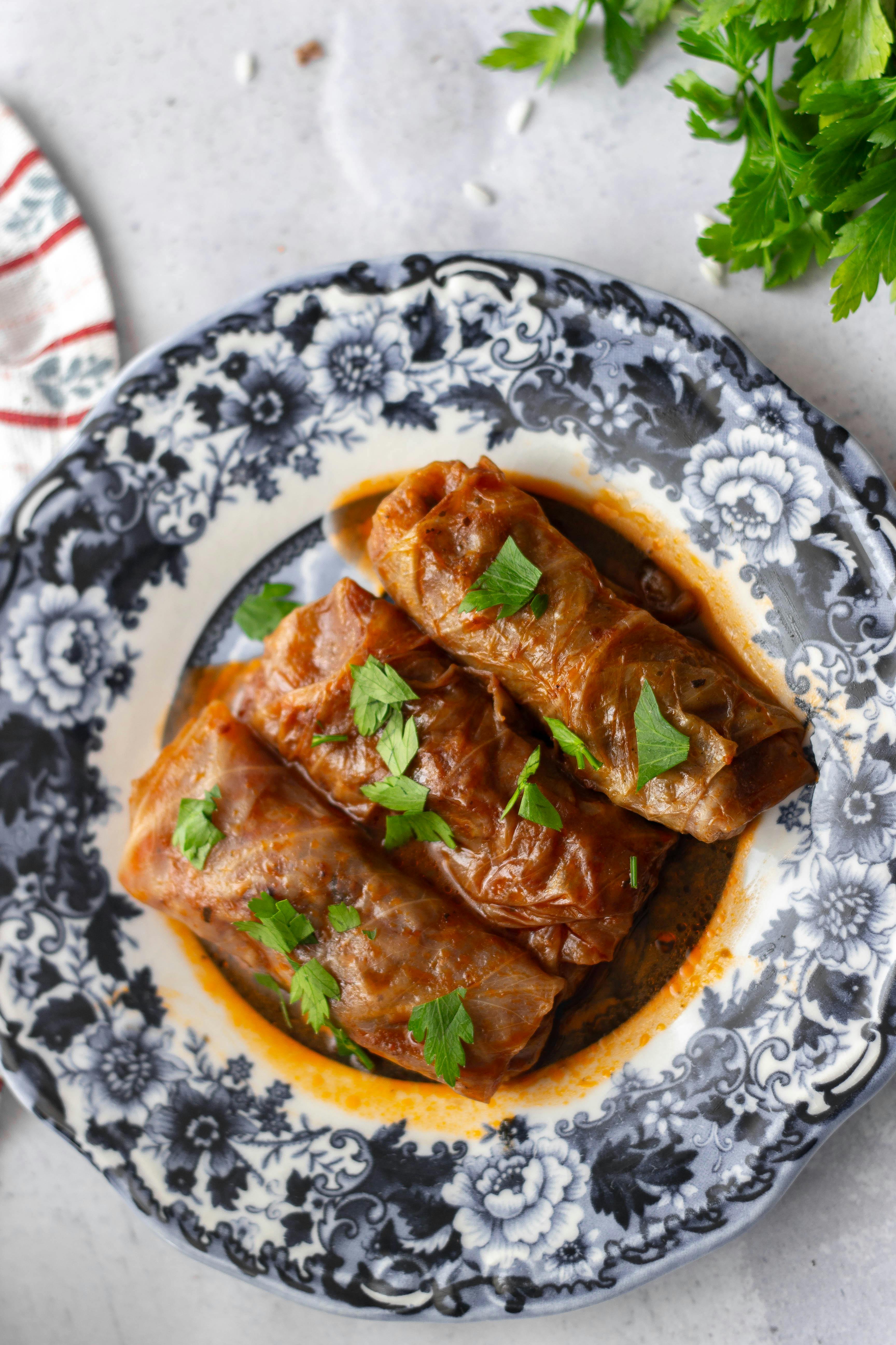 Cabbage Rolls with Meat and Tomato Sauce 